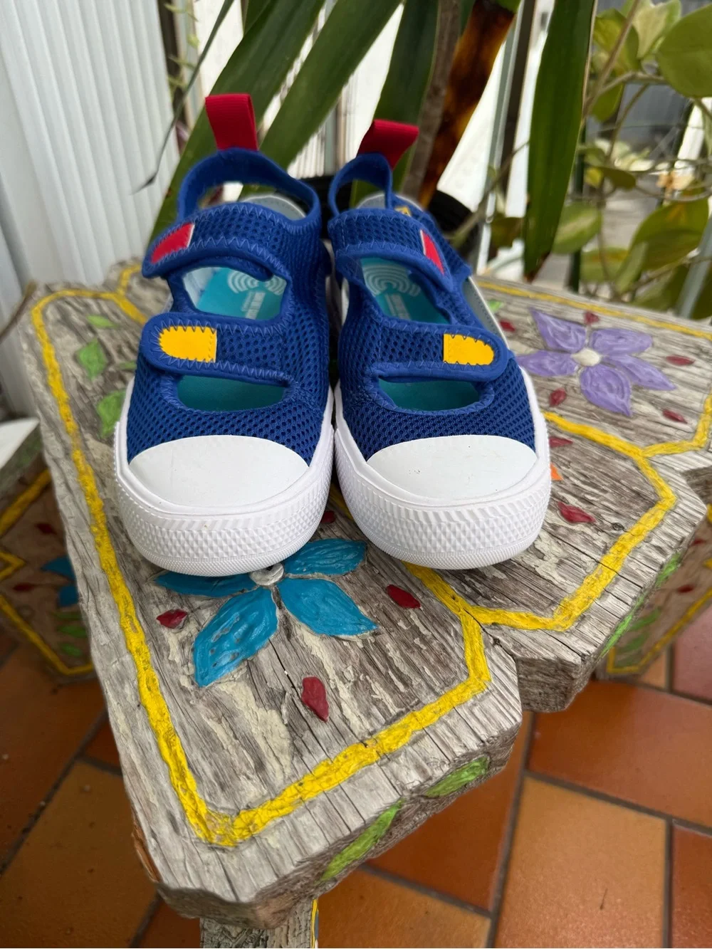 Converse Kids Blue Mesh Sneakers with Red and Yellow Accents